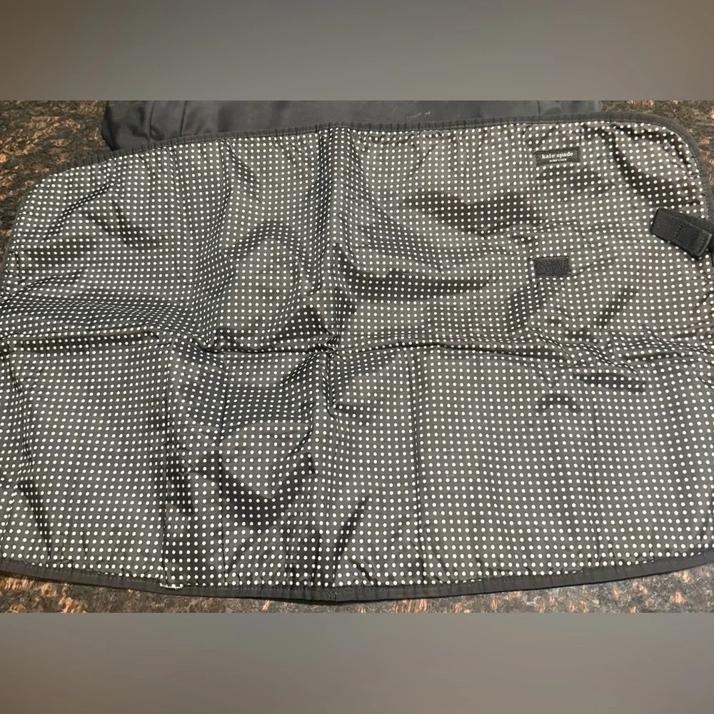 Kate Spade Black Nylon Diaper Baby Bag With Polka Dot Lining And Changing Pad